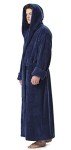 Navy Blue Hooded Fleece Robe for Men, XXL