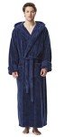 Navy Blue Hooded Fleece Robe for Men, XXL