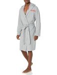 HUGO Men's Light Grey Hooded Knee-Length Robe