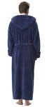 Navy Blue Hooded Fleece Robe for Men, XXL
