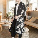 Men’s Japanese Kimono Coat – Vintage Black Yukata
