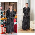 Men's Big & Tall Hooded Fleece Plaid Robe