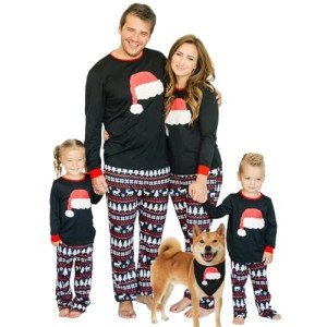 Men’s Christmas Pajamas Set with Santa Hat
