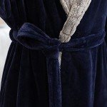 FEOYA Warm Flannel Bathrobe with Fur Collar