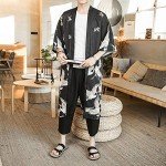 Men’s Japanese Kimono Coat – Vintage Black Yukata