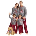 Men's Christmas Reindeer Pajama Set with Plaid Pants