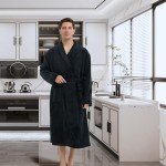 Men's Soft Knee-Length Fleece Bathrobe with Shawl Collar