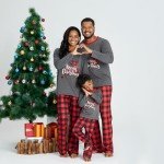 Men's Christmas Reindeer Pajama Set with Plaid Pants