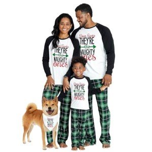 Men's Christmas Pajama Set - Letter Print & Plaid