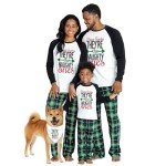 Men's Christmas Pajama Set - Letter Print & Plaid