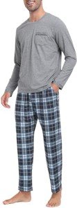 Men's Long Sleeve Pajama Set - Blue Plaid