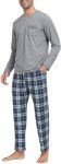 Men's Long Sleeve Pajama Set - Blue Plaid