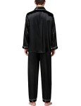 SWOMOG Men's Silk Satin Pajama Set - Black