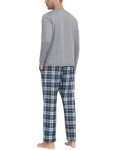 Men's Long Sleeve Pajama Set - Blue Plaid