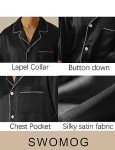 SWOMOG Men's Silk Satin Pajama Set - Black