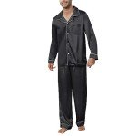 Men's Silk Satin Pajama Set - Black, Large