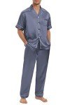 Men's Silk Short Sleeve Pajama Set - Grey