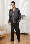 Men's Silk Satin Pajama Set - Black, Large