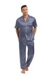 Men's Silk Short Sleeve Pajama Set - Grey