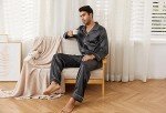 Men's Silk Satin Pajama Set - Black, Large