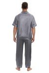 Men's Silk Short Sleeve Pajama Set - Grey