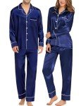 Men's Navy Blue Silk Satin Pajama Set