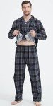 Men's Soft Flannel Plaid Pajama Set - Black/Gray