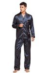 Men's Blue and Gold Satin Pajama Set