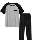 Men's Short Sleeve Pajama Set with Pockets