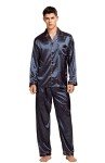 Men's Blue and Gold Satin Pajama Set