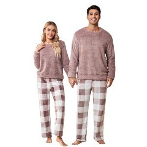 Men's Fleece Flannel Pajama Set for Couples