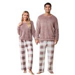 Men's Fleece Flannel Pajama Set for Couples