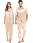 Men's Champagne Pajama Set with Short Sleeve Top
