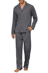Men's Waffle Knit Pajama Set - Dark Grey