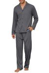 Men's Waffle Knit Pajama Set - Dark Grey
