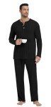 Men's Black Lightweight Long Sleeve Pajama Set