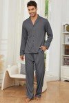Men's Waffle Knit Pajama Set - Dark Grey