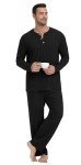 Men's Black Lightweight Long Sleeve Pajama Set