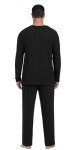 Men's Black Lightweight Long Sleeve Pajama Set