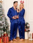 Men's Silk Satin Pajama Set - Navy Blue