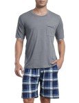 Men's 2-Piece Pajama Set: Crewneck Top & Shorts