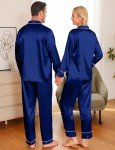 Men's Silk Satin Pajama Set - Navy Blue