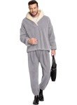 Men's Grey Fluffy Coral Fleece Pajama Set