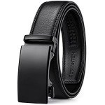 BOSTANTEN Men's Leather Ratchet Dress Belt - Black