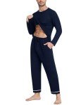 JINSHI Men's Navy Long Sleeve Pajama Set