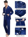 Men's Silk Satin Pajama Set - Navy Blue