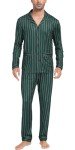 AIYINO Men's Soft Button-Down Pajama Set - Green