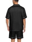 Men's Silk Satin Pajamas Set with Pockets - Black