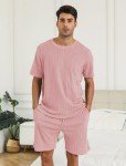 Men's Pink Ribbed Knit Pajama Set