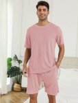 Men's Pink Ribbed Knit Pajama Set